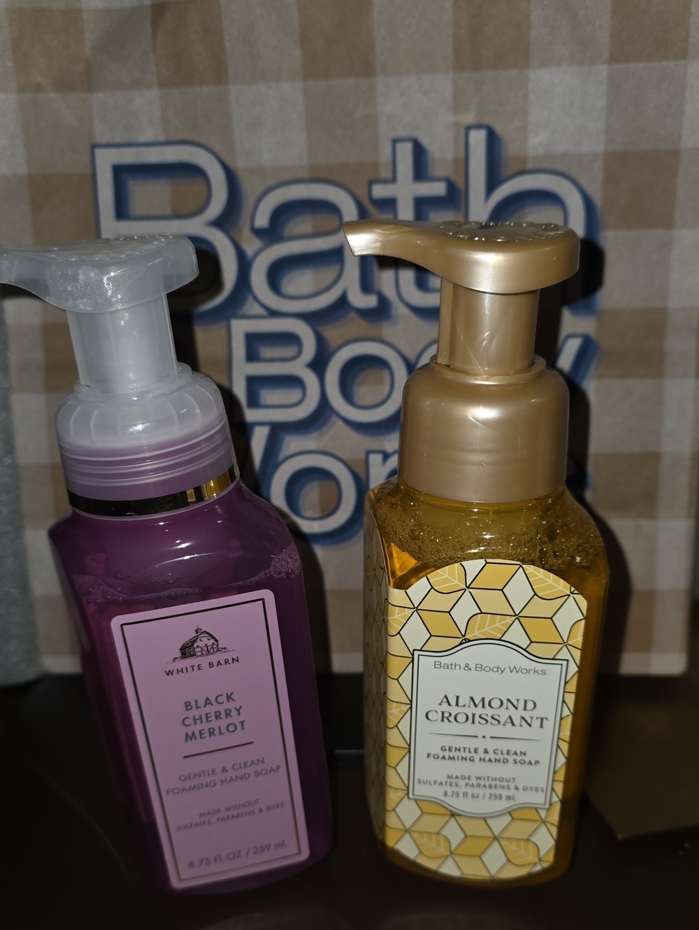 Almond Croissant & Black Cherry Merlot Foaming Hand Soap Nwt